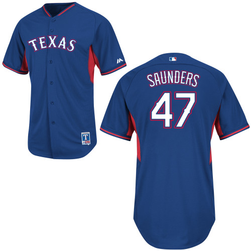 Joe Saunders #47 MLB Jersey-Texas Rangers Men's Authentic 2014 Cool Base BP Baseball Jersey